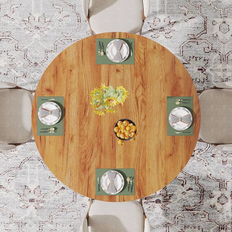 47 Inch Round Dining Table for 4-6, Kitchen Table Wood Dining Table Coffee Table