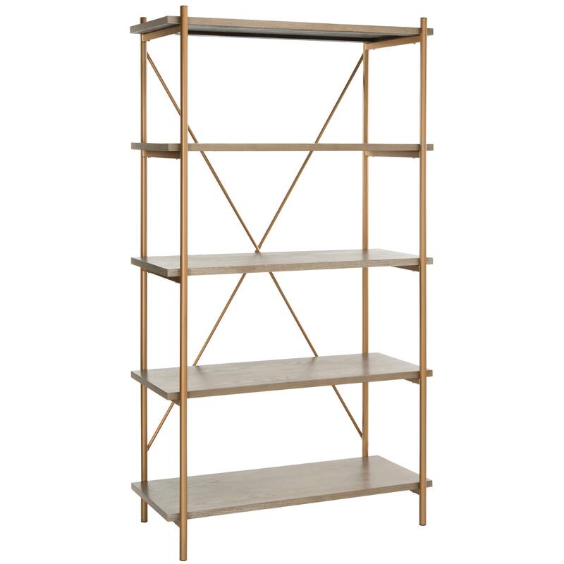 SAFAVIEH Yolanda 5-Tier Gold/ Walnut Etagere - 40' x 18' x 72' - 40Wx18Dx72H