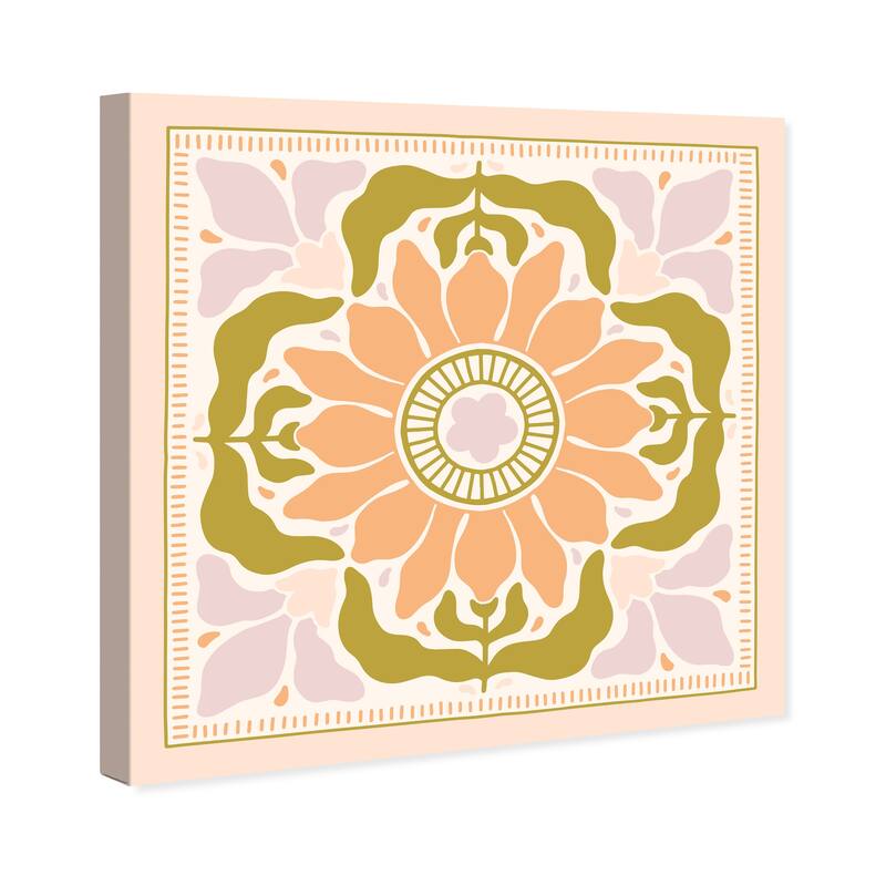 Wynwood Studio Canvas Fashion and Glam Art Deco Flower Scarf Pink and Light Pink Vintage Wall Art Canvas Print