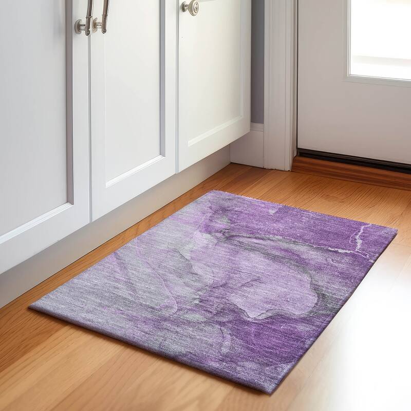 Premium Washable Super Soft Contemporary Mayfield Rug - Lilac - 1' 8" x 2' 6" - Rectangle
