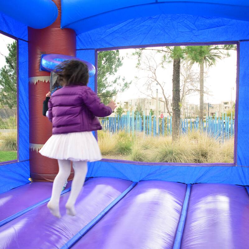 HeroKiddo Enchanted Forest Commercial Grade Inflatable Bounce House & Water Slide Combo with Attached Splash Pool and Air Blower