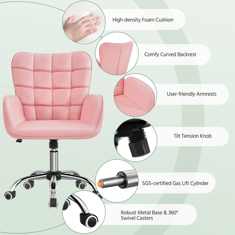 Yaheetech Faux Leather Desk Chair with Padded Armrests Modern Office Chair