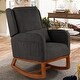 preview thumbnail 3 of 28, Nursery Rocking Chair High Back Armchair with Side Pocket Rubber Wood Legs and Pillow Flannel Chair for Living Room/Bedroom Dark Gray-1-Piece