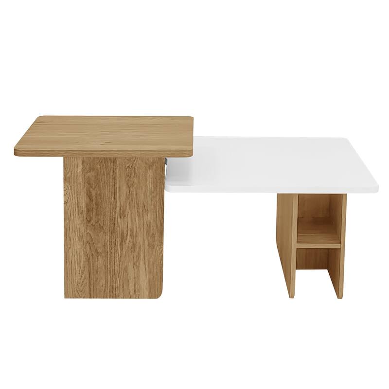 Set of 2 Nesting Coffee Table Center Table with Shelves, Sofa Table Accent Table Dining Table End Table