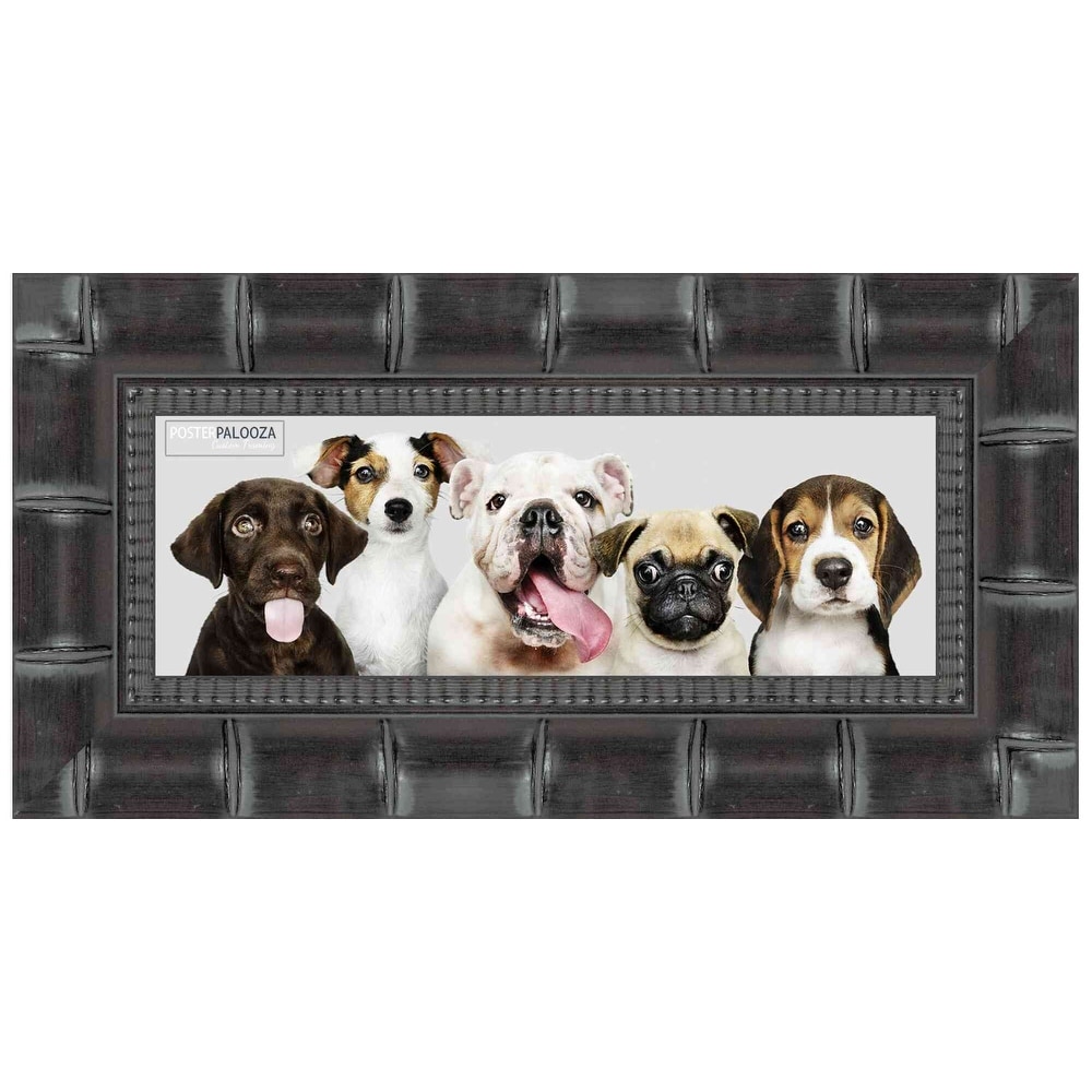 4x10 Bamboo Black Complete Wood Picture Frame with UV Acrylic, Foam Board Backing, & Hardware