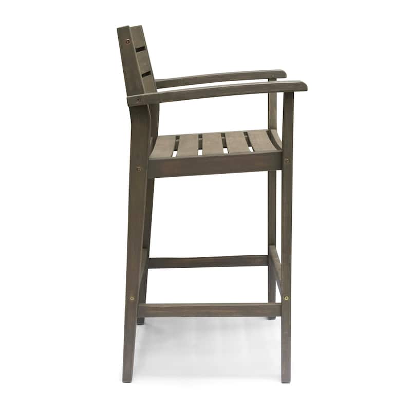 Stamford Outdoor Acacia Barstool (Set of 4) by Christopher Knight Home