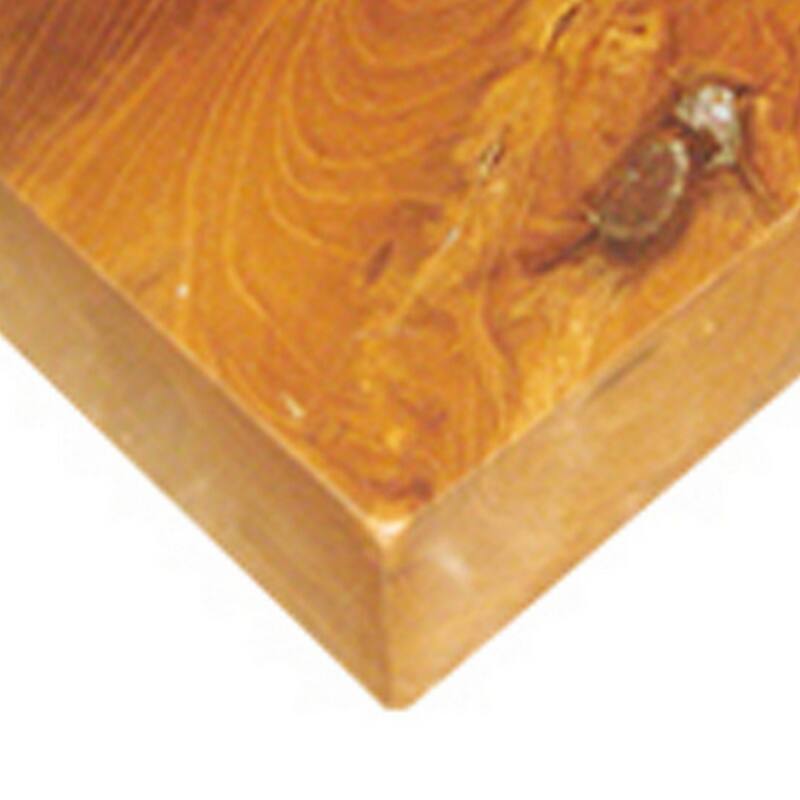 11 Inch Tabletop Platform, Resin Details, Square, Natural Brown Teak Wood