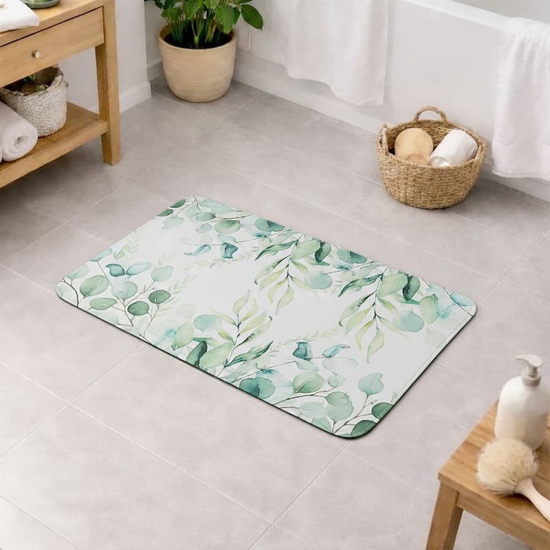 Decorative Bath Mat 24x18 Ultra Absorbent Quick Dry Rug - Eucalyptus Mist
