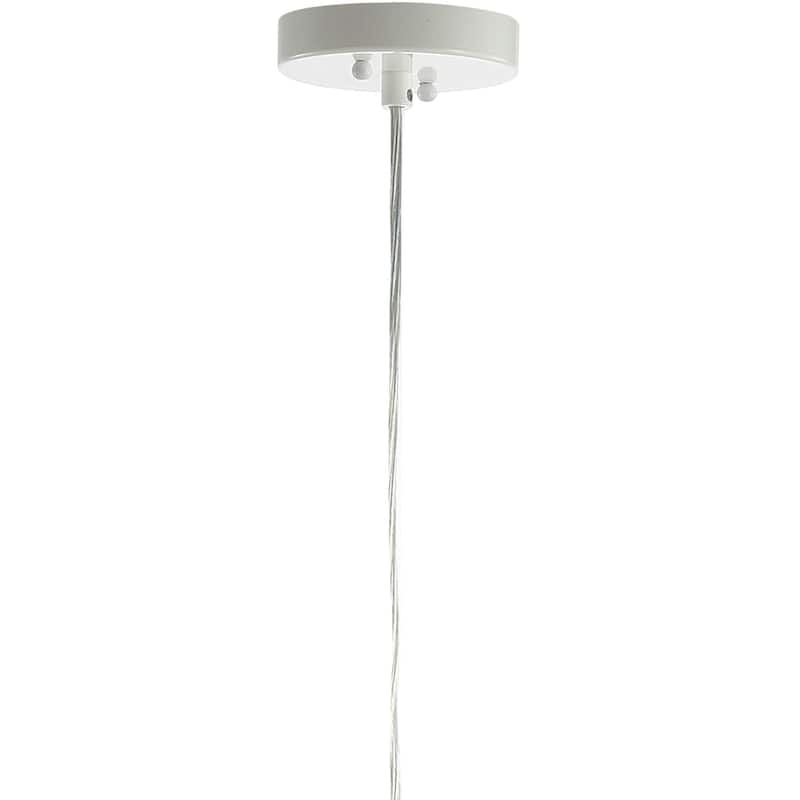 Simon 19" Feather Metal Adjustable LED Pendant, White by JONATHAN Y