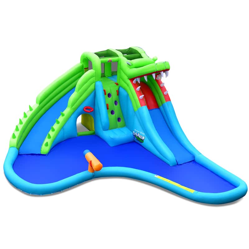 Gymax Inflatable Water Slide Park Kids Bounce House w/ Dual Slides