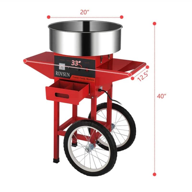 21 Inch 980W 110V Cotton Candy Machine Cart with Cover