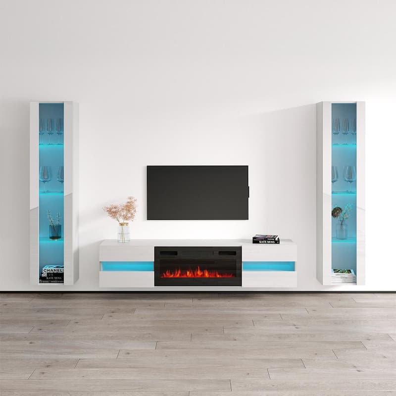 Metro BL-EF Floating Fireplace Entertainment Center - 41 - White