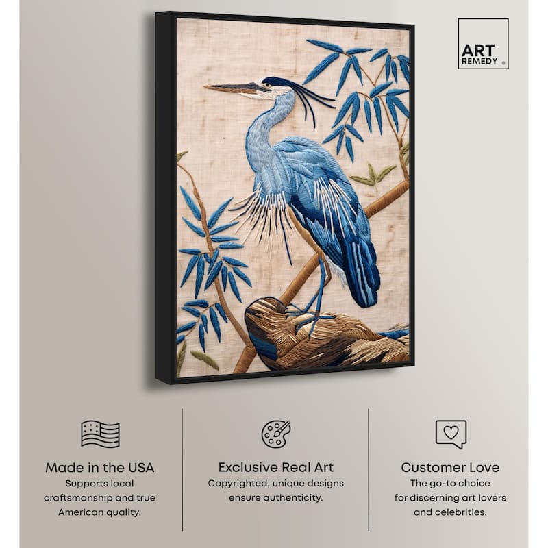 Needlework Heron Canvas by Art Remedy
