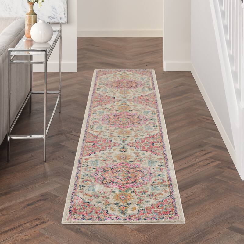 Nourison Cayuga Abstract Medallion Area Rug - 2' 2" x 10' - Ivory/Pink