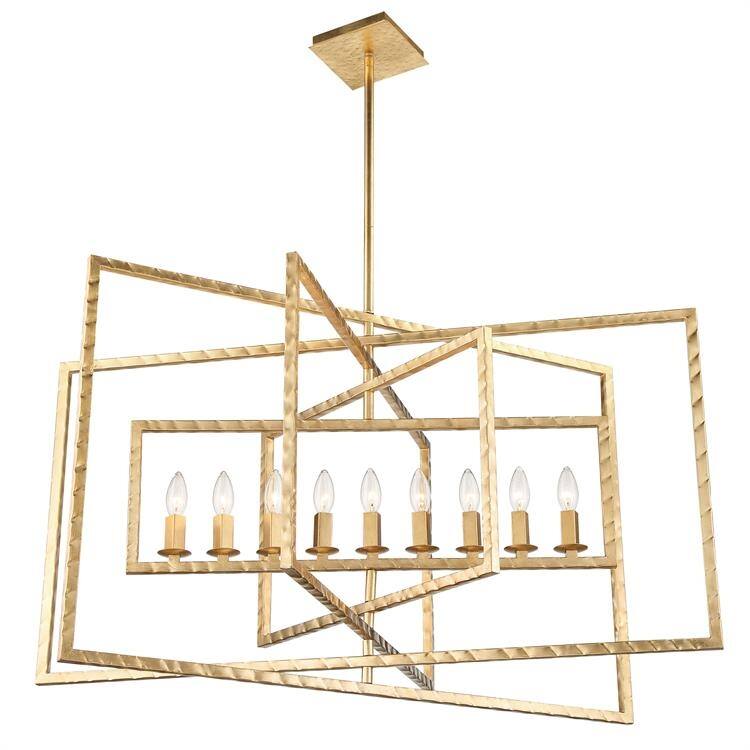 Capri 9 Light Antique Gold Chandelier - 39'' W x 24'' H - 39'' W x 24'' H