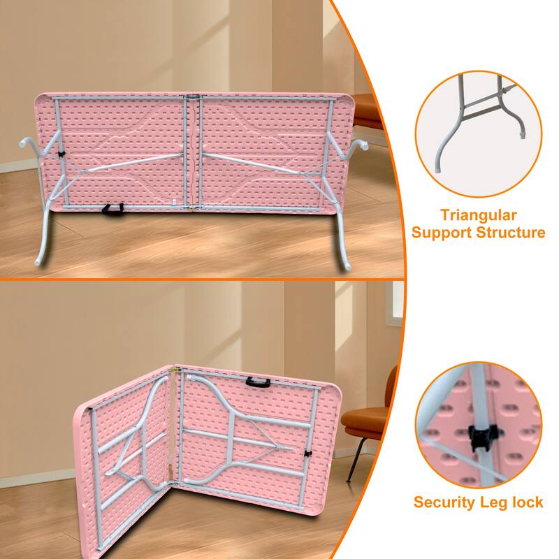 Folding Table,Portable Plastic Table for Camping,Picnics,Parties,High Load Bearing Foldable Table