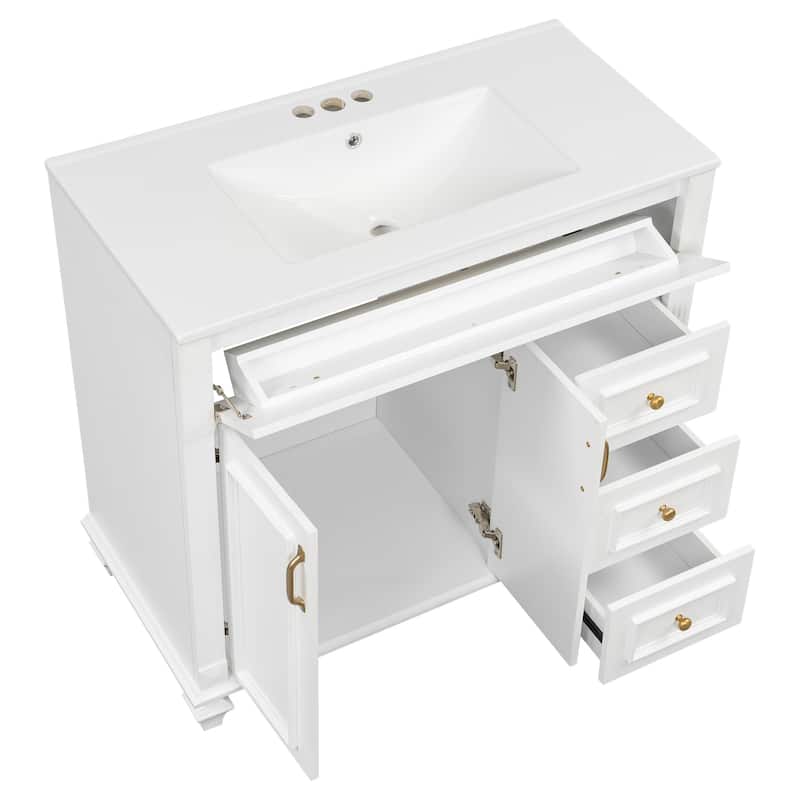 Bathroom Vanity with Sink, Bathroom Storage Cabinet with 2 Drawers, Vanity Cabinet with 1 Tip-Out Drawer and 1 Door