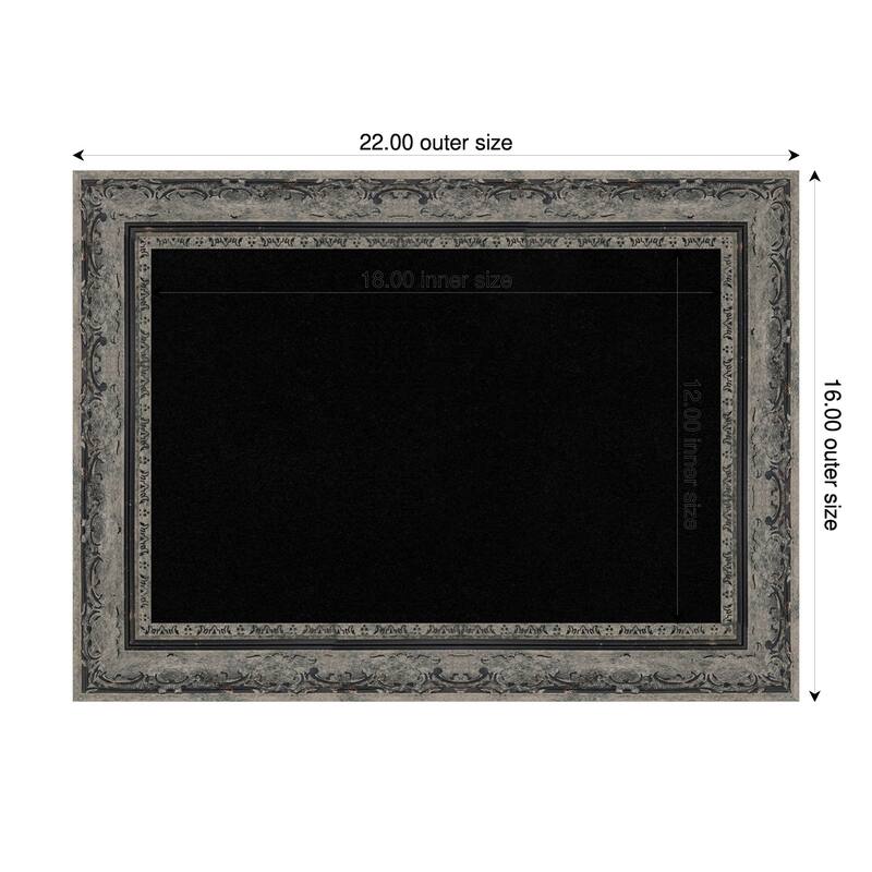 Filigree Matte Black Framed Cork Board - Bulletin Board, Organization Board, Pin Board - Black - 22 x 16 in