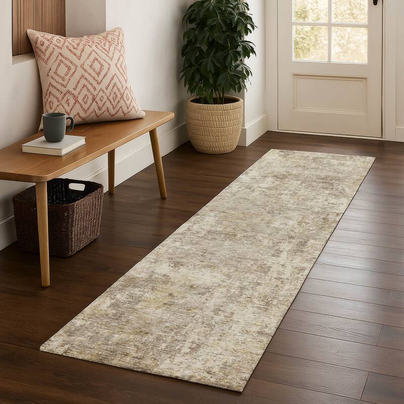 Premium Washable Super Soft Abstract Casual Mayfield Rug - Taupe - 2'3" x 7'6"