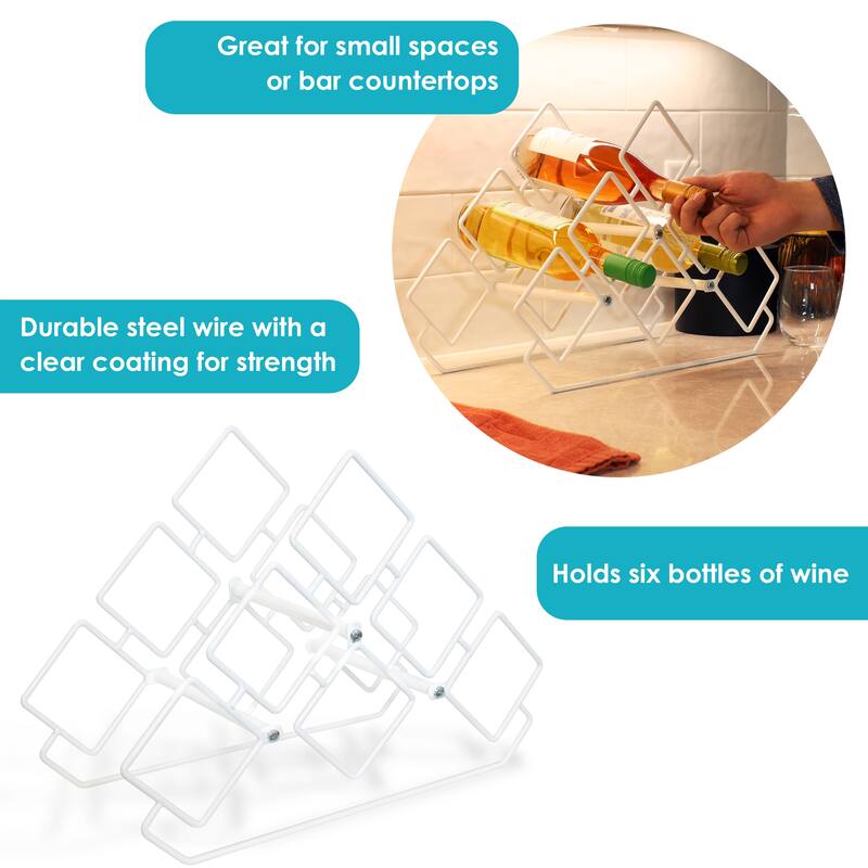 6-Bottle Steel Wire Triangular Tabletop Wine Rack