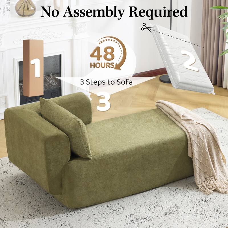 Bezseller Modern Chaise Lounge - Upholstered Sofa with Pillows for Bedroom & Living Room