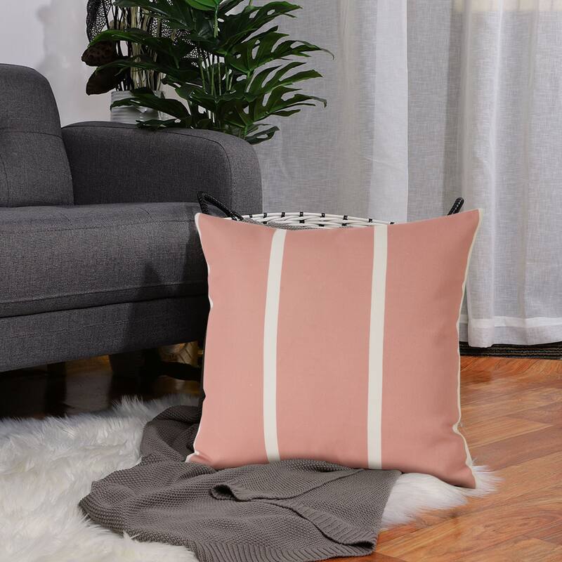 Sevita Vivan Contemporary Striped Pink/White Indoor/Outdoor Throw Pillow