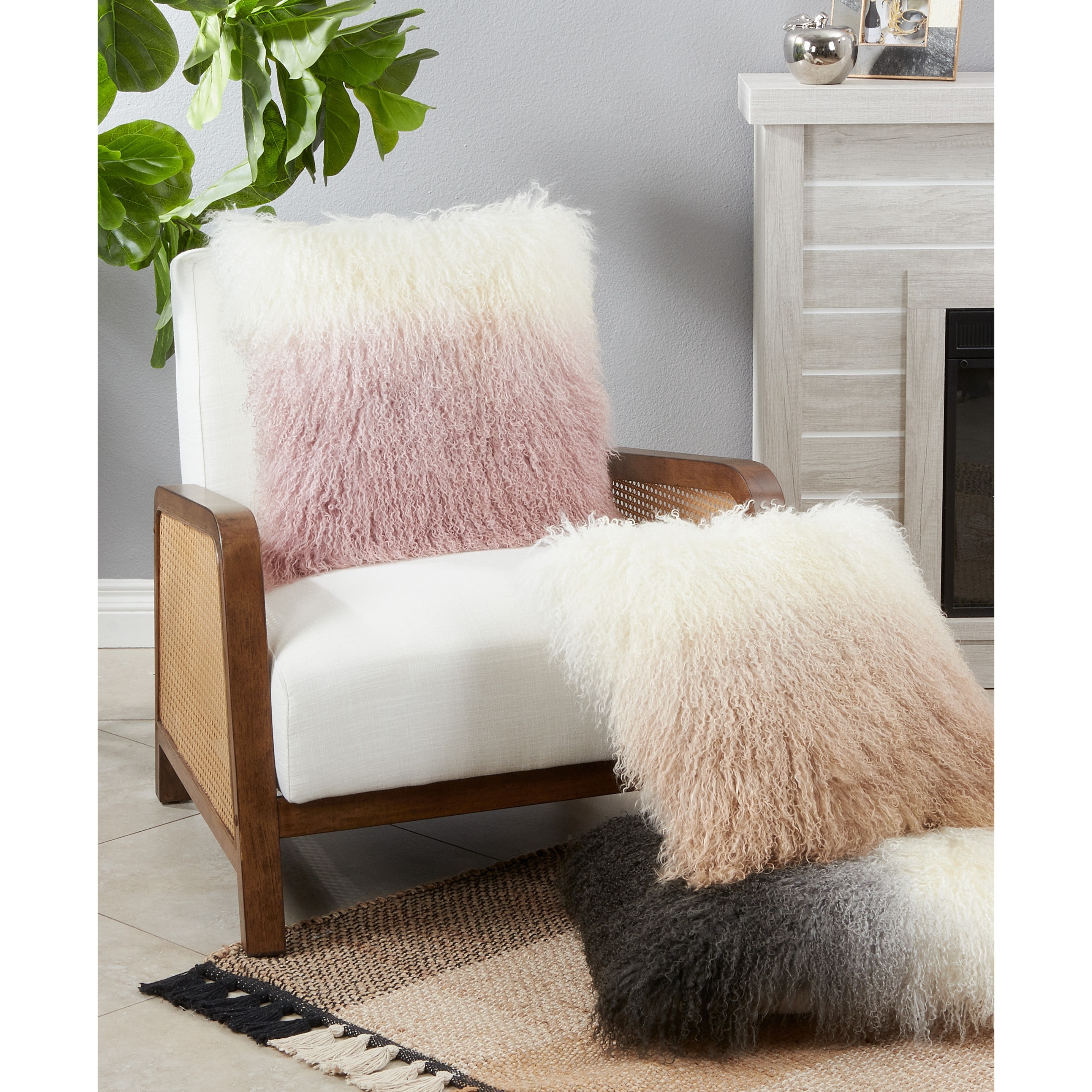 Mongolian Lamb Fur Ombre Throw Pillow On Sale Bed Bath  Beyond  12118951