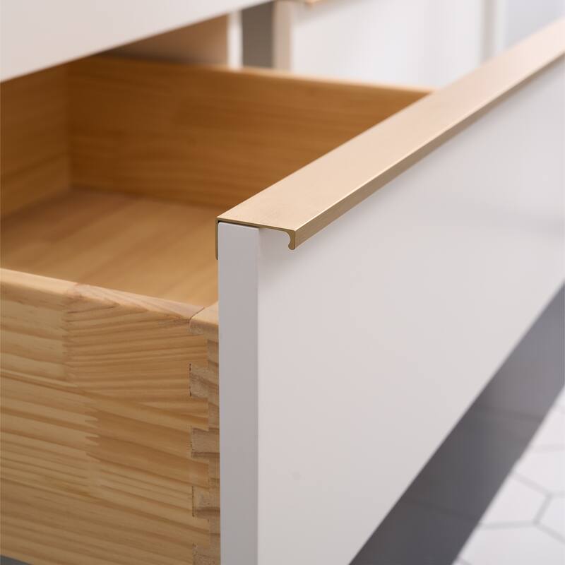 36"/48"/60" W Width Solid Wood Bathroom Vanity with Stain-resistant Carrera White Quartz Top and Sink