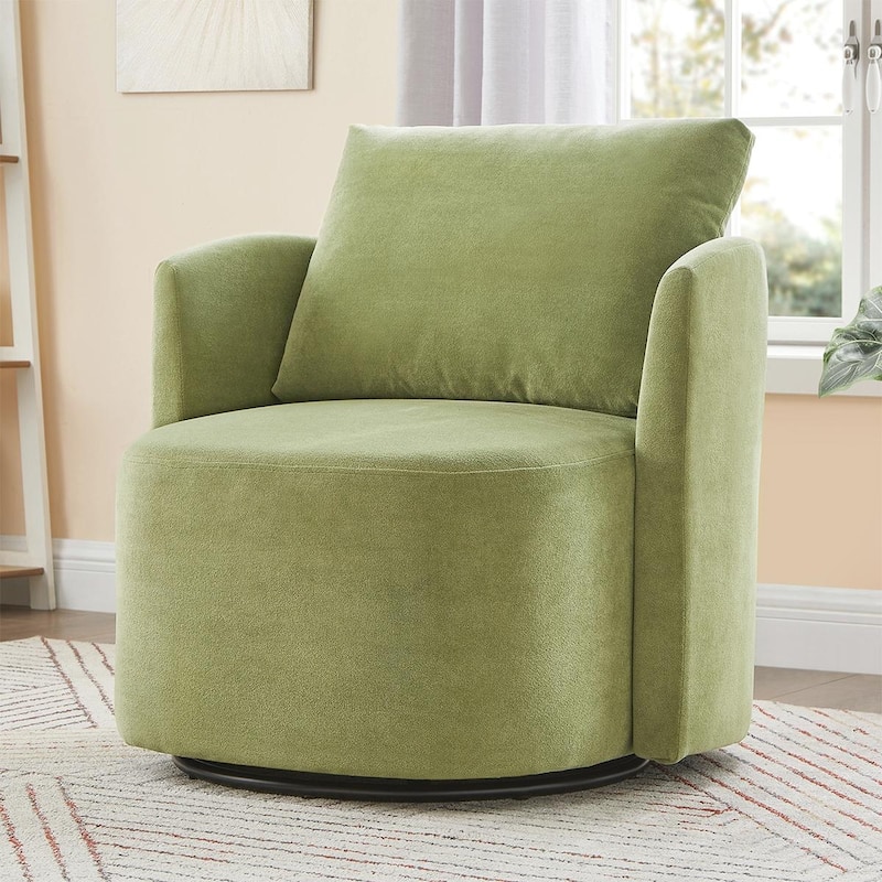 Curved Design Swivel Barrel Arm Chair - Green