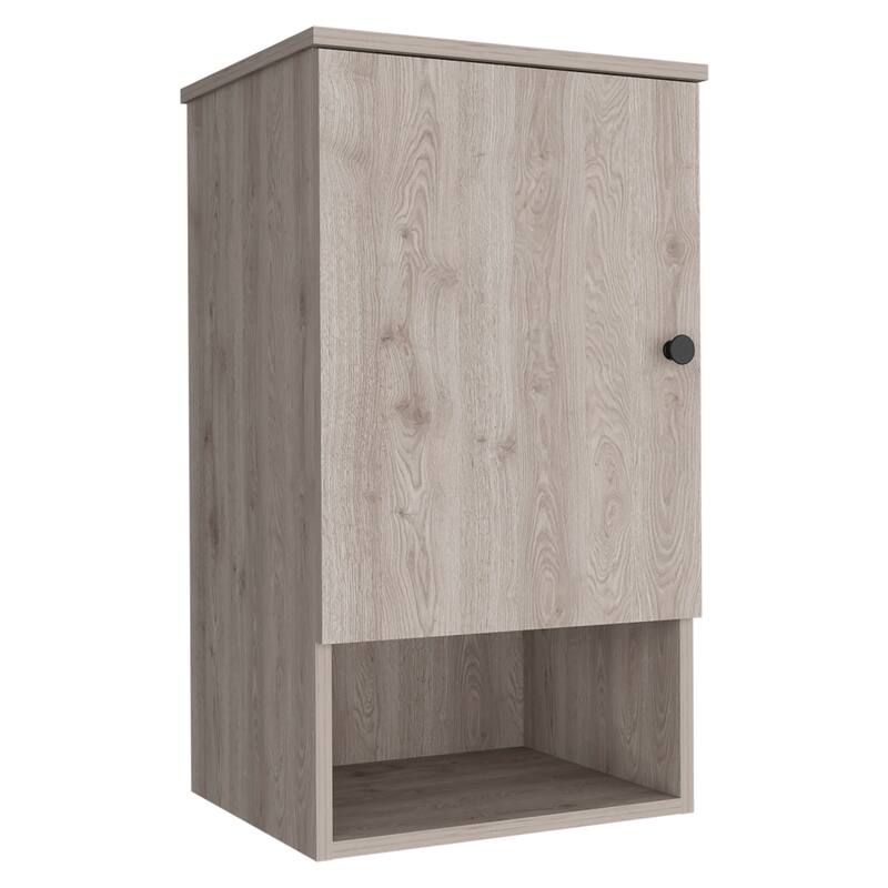 Medicine Cabinet with Soft Close, Single Door, Two Internal Shelves, Light Gray Finish - Easy Assembly