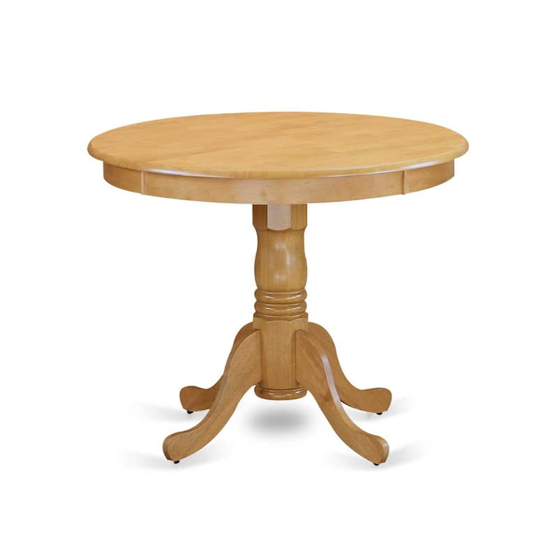 HomeStock 5-Pc Round Natural Oak Finish Solid Wood Top Dining table with 4 Chairs