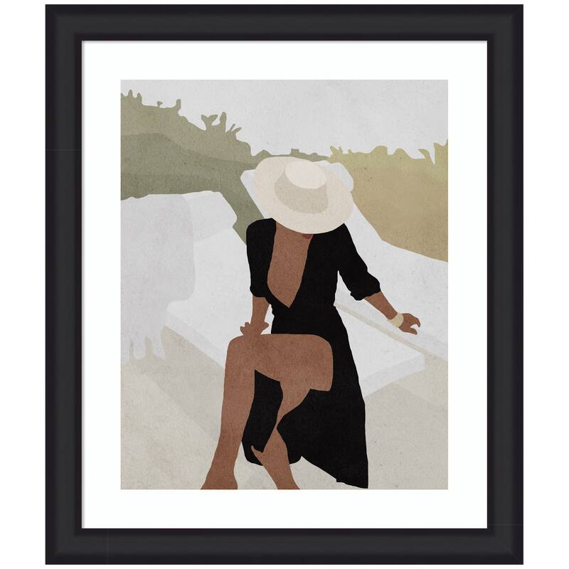 Kate and Laurel Framed Art Elegant Woman in Hat by July Art Prints - 23x27 - Black
