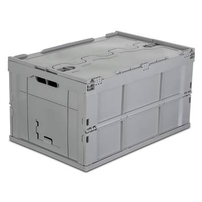 Mount-It! Collapsible Plastic Storage Crate Collapsible Utility Distribution Container with Attached Lid - MI-908