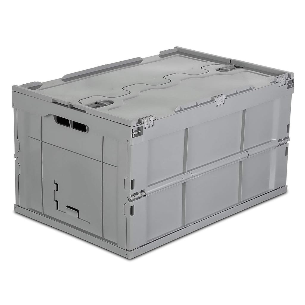 Mount-It! Collapsible Plastic Storage Crate Collapsible Utility Distribution Container with Attached Lid - MI-908