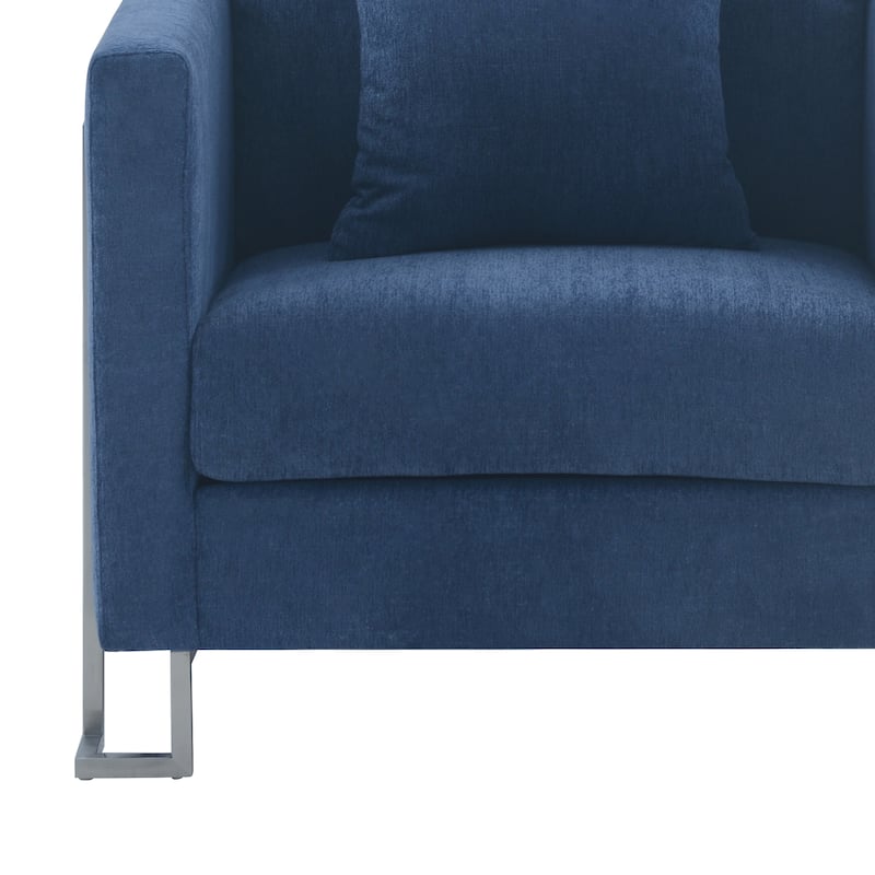 Heritage Fabric Accent Chair with Brushed Stainless Steel Legs