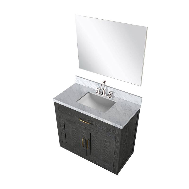 Abbey Bath Vanity with Carrara Marble Top, Sink, Mirror and Faucet