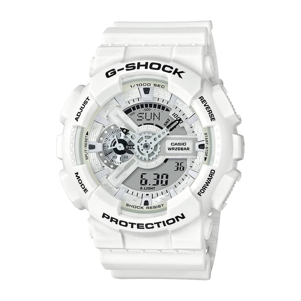 GA-110MW-7A Men's G-Shock Analog & Digital Resin Strap Watch, White