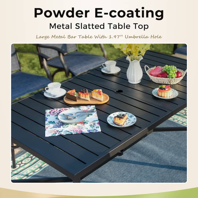 7-Piece Patio Bar Stool Set Textilene Swivel Stools