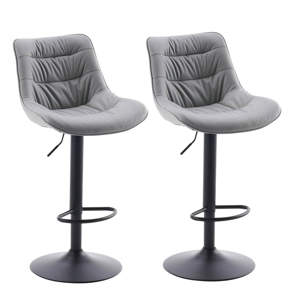 Adjustable Bar Stools Set of 2 Faux Leather Swivel Bar Chairs