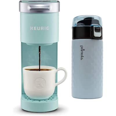 K-Mini Single Serve Coffee Maker (Oasis) Bundle with 12-Ounce Double Wall Stainless Steel Tumbler (2 Items)