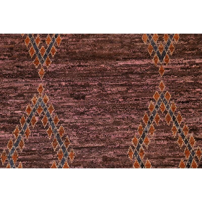 Hand Knotted Oriental 100% Wool Carpet Modern Tribal Pink Moroccan Area Rug - 8' 0'' X 5' 9''