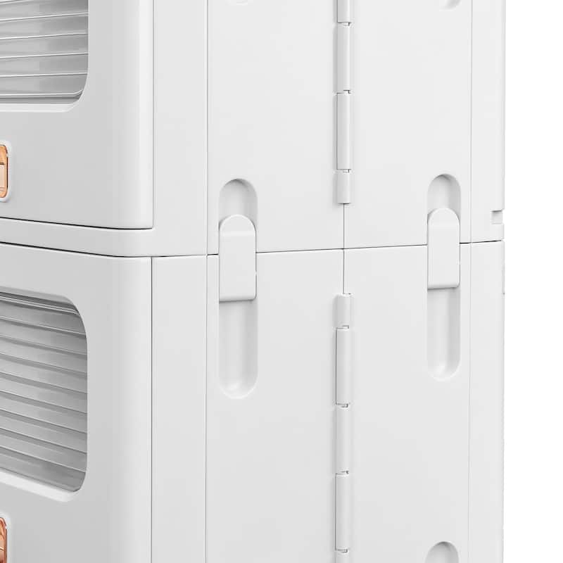 VECELO White Rolling Storage Cabinet with Transparent Doors 1/2/3-Tier Plastic Storage Bins with Wheels for Bedroom Living Room