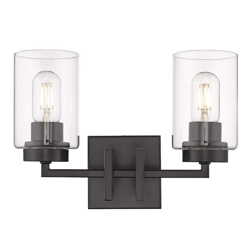 Golden Lighting Tribeca 2-light Vanity in Matte Black - Matte Black with Matte Black