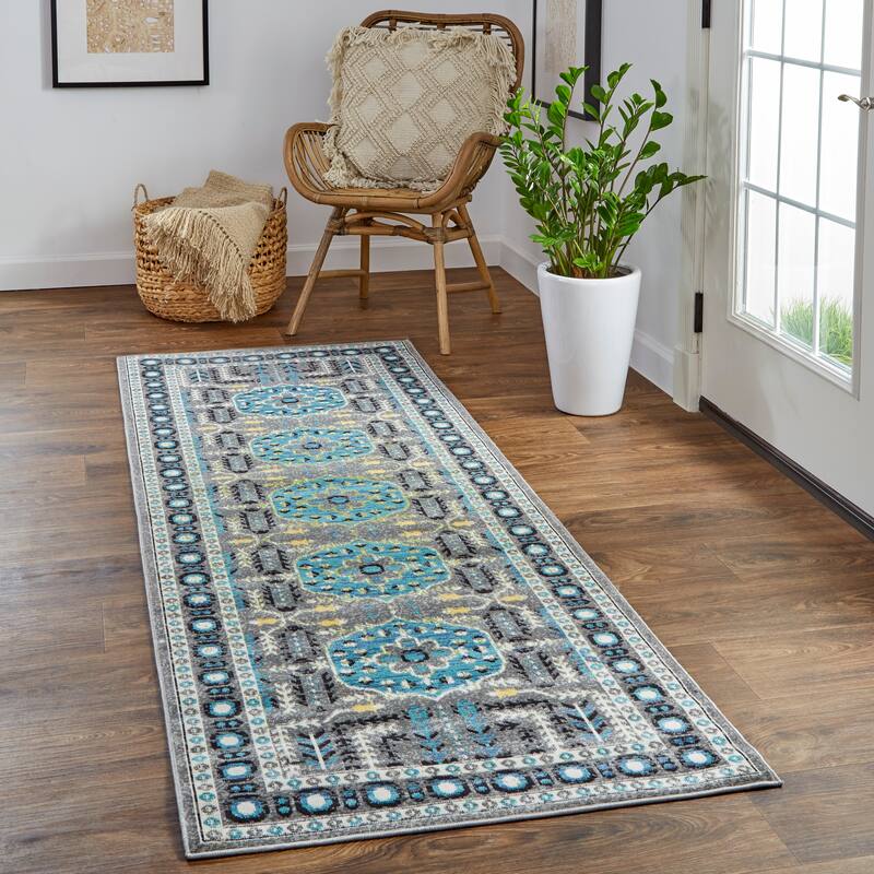 Hurst Medallion Vintage Style Transitional Kilim Area Rug