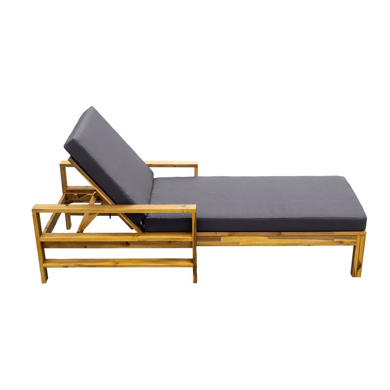 Acacia Wood Adjustable Lounge Chair, 3-Position, 529LB, Waterproof