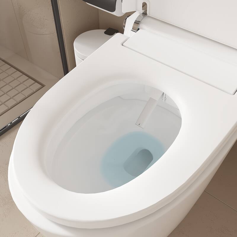 Smart Toilet with Heated Seat, Warm Air Dry, Foot Flush, Bidet Washing Night Light, Built-in Water Tank Electronic