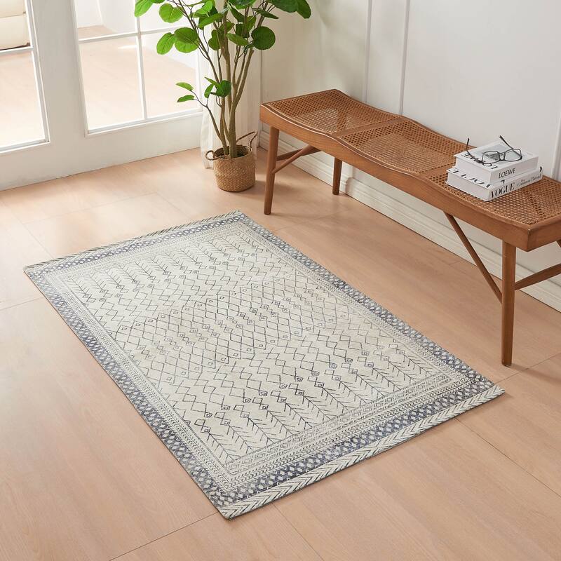 Linery & Co. Machine Washable Slip Resistant Vintage Inspired Patterned Accent Rugs