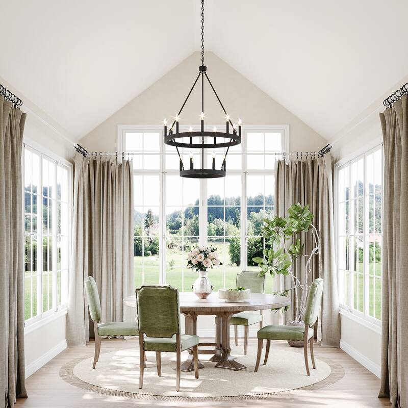 Acroma Farmhouse Black 15-light Tiered Chandelier for Dining Room - 27.5