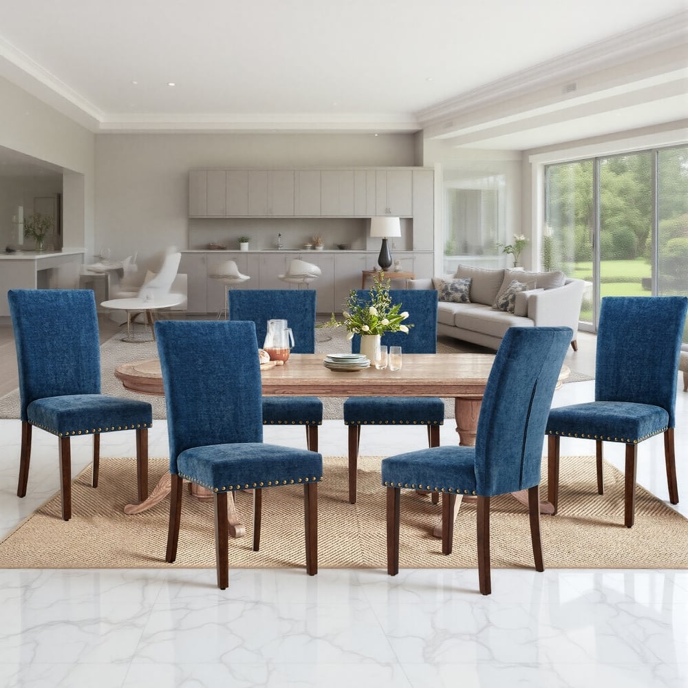 RENEWLINE Dining Chairs, Fabric with Nailhead Trim and Wood Legs
