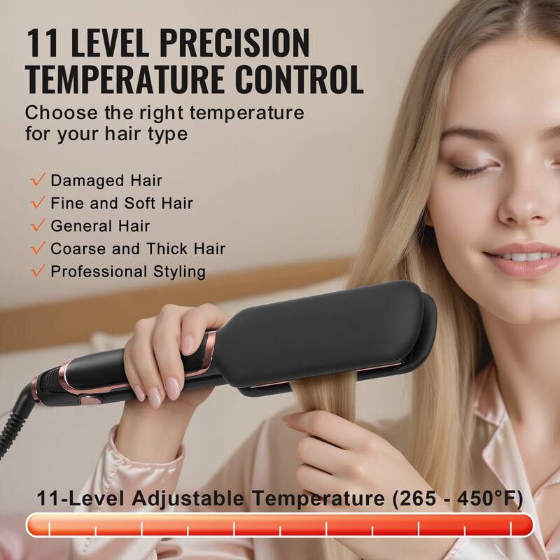 Titanium Hair Straightener, 2-inch - Features Infrared, Negative Ions, Dual Voltage (110V/240V), LCD Screen